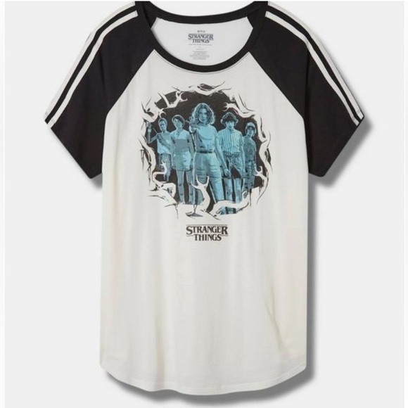 Stranger Things Classic Fit Crew Neck Striped Raglan Top - Picture 1 of 1